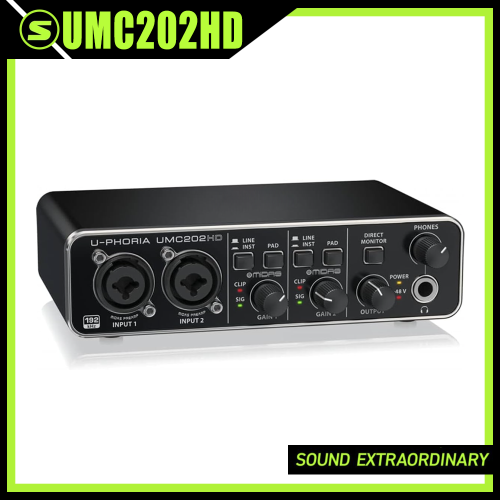 Usb Sound Card External - Amplificador de Microfone UMC202HD para Gravação